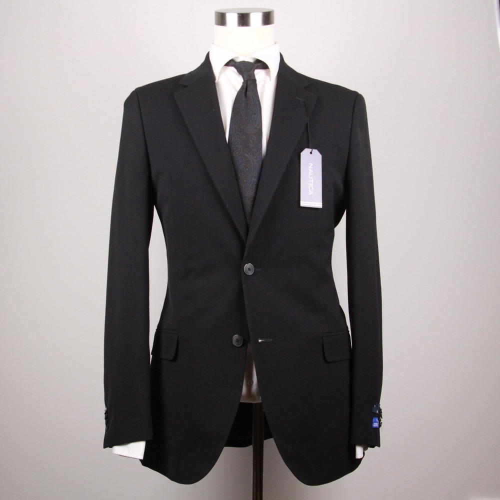 Nautica Mens 2-pc Suit Blazer 40L Jacket Pants 34W 33L Black - Picture 4 of 13